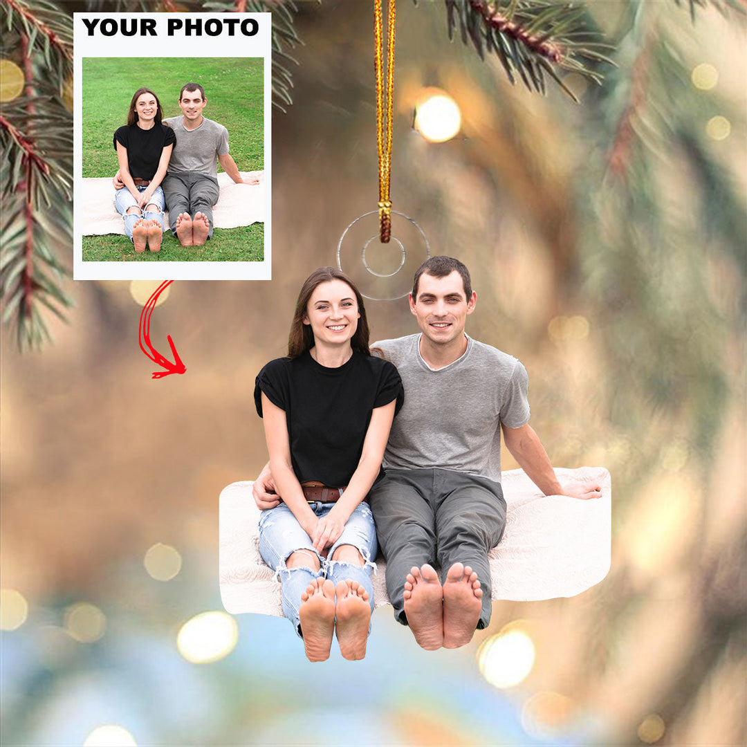 Love On The Lawn - Personalized Photo Mica Ornament - Christmas Gift For Couple, Family Members