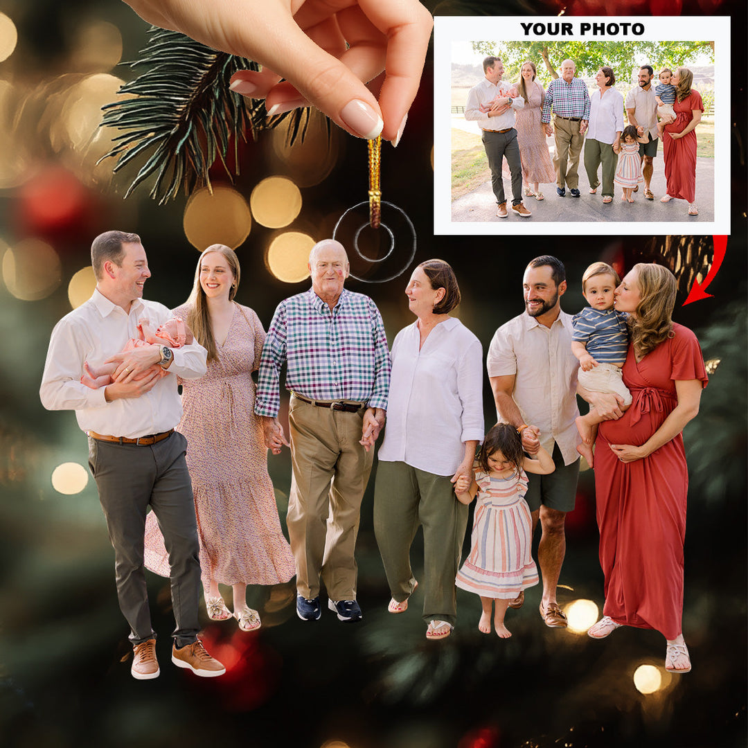 All Family United - Personalized Photo Mica Ornament - Christmas Gift For Family Members