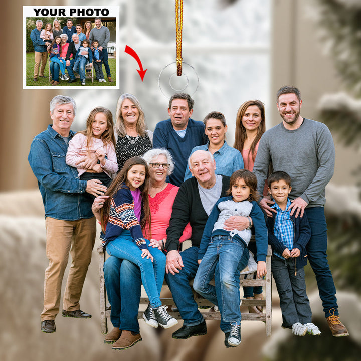 Generation Together - Personalized Photo Mica Ornament - Gift For Family, Family Members
