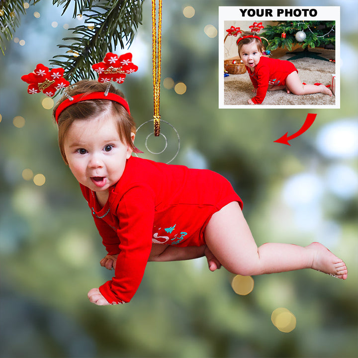 Jolly Jumper - Personalized Photo Mica Ornament - Gift For Baby, Family Members