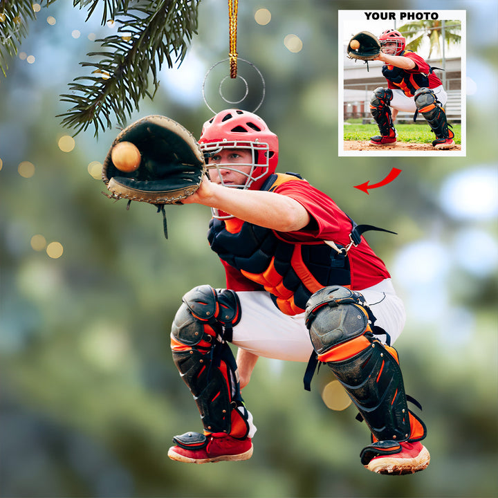 Baseball Player - Personalized Photo Mica Ornament - Christmas Gift For Sport Lover