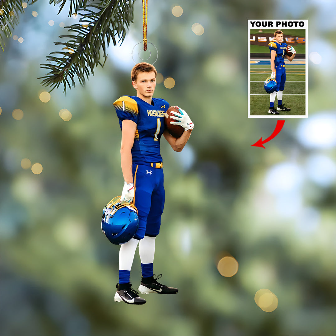 Field Warriors - Personalized Photo Mica Ornament - Christmas Gift For Football Lovers