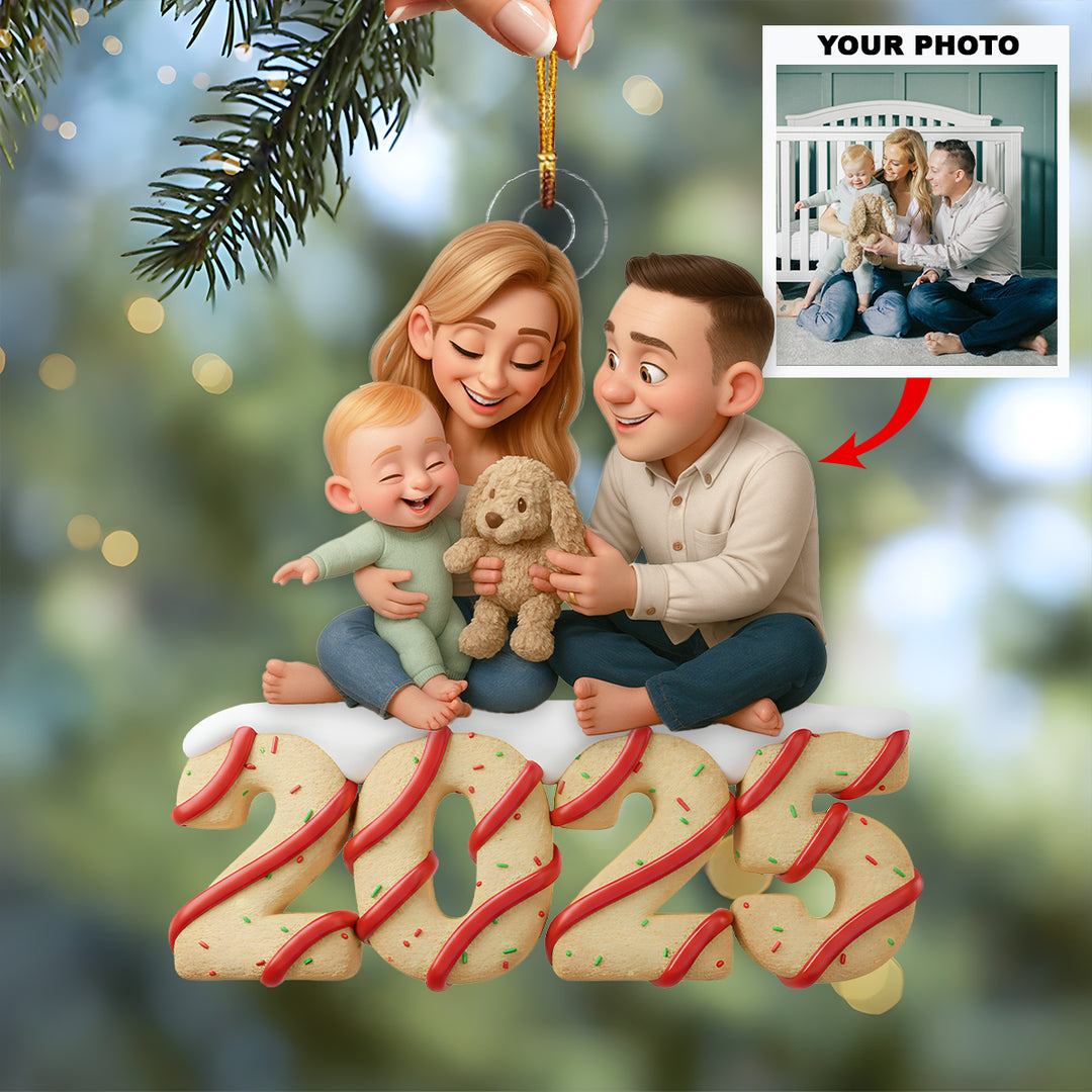 Sweetest Taste of Family - Personalized Photo Mica Ornament - Christmas Gift For Family Members UPL0LDH011