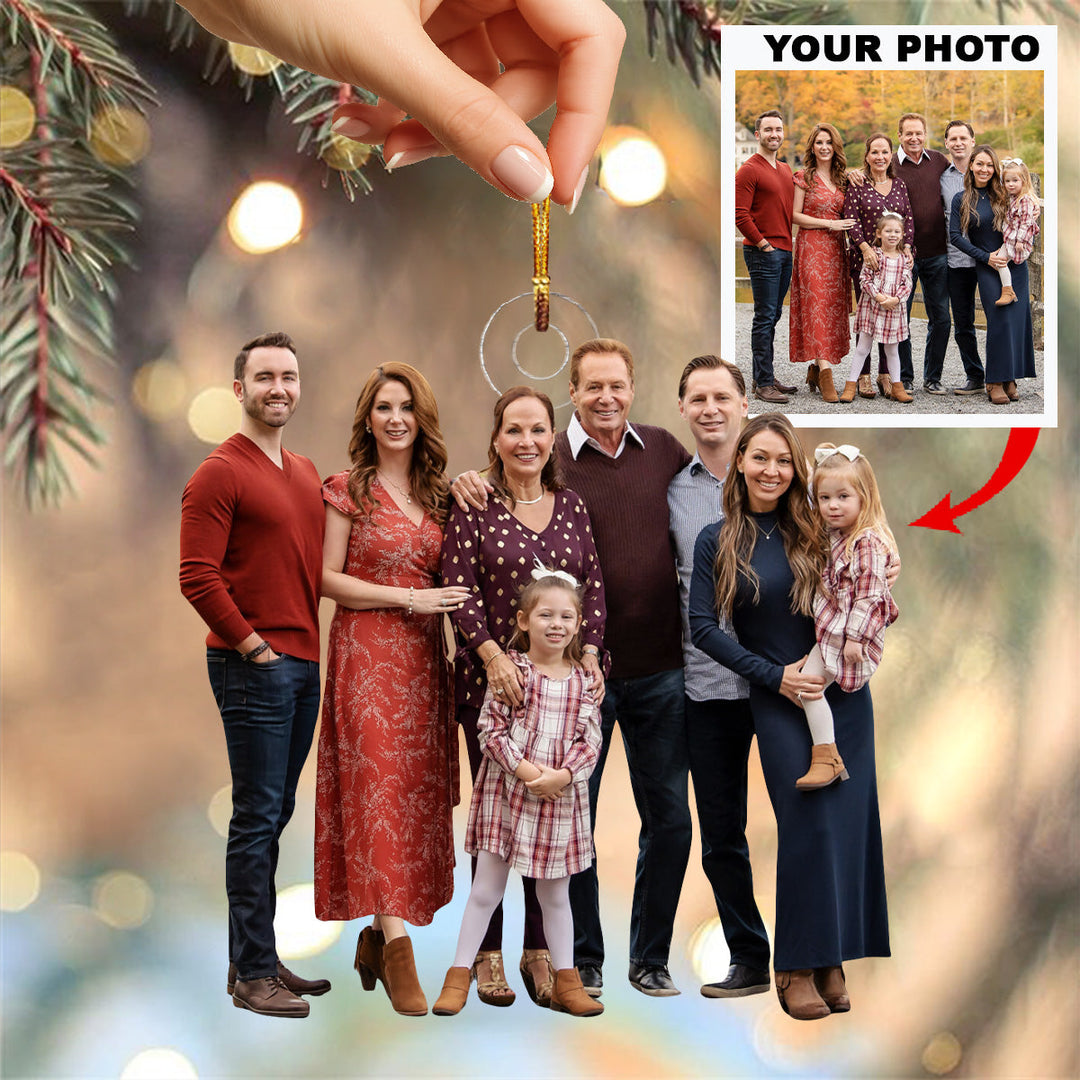 Happy Family Smiles - Personalized Photo Mica Ornament - Christmas Gift For Family Members