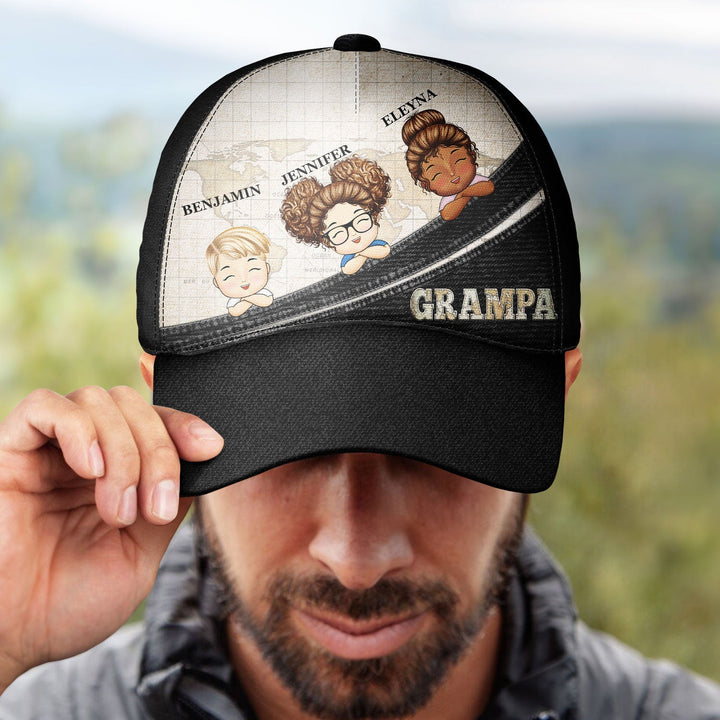 Vintage Map Dad Grandpa - Personalized Custom Classic Cap - Father's Day Gift For Dad