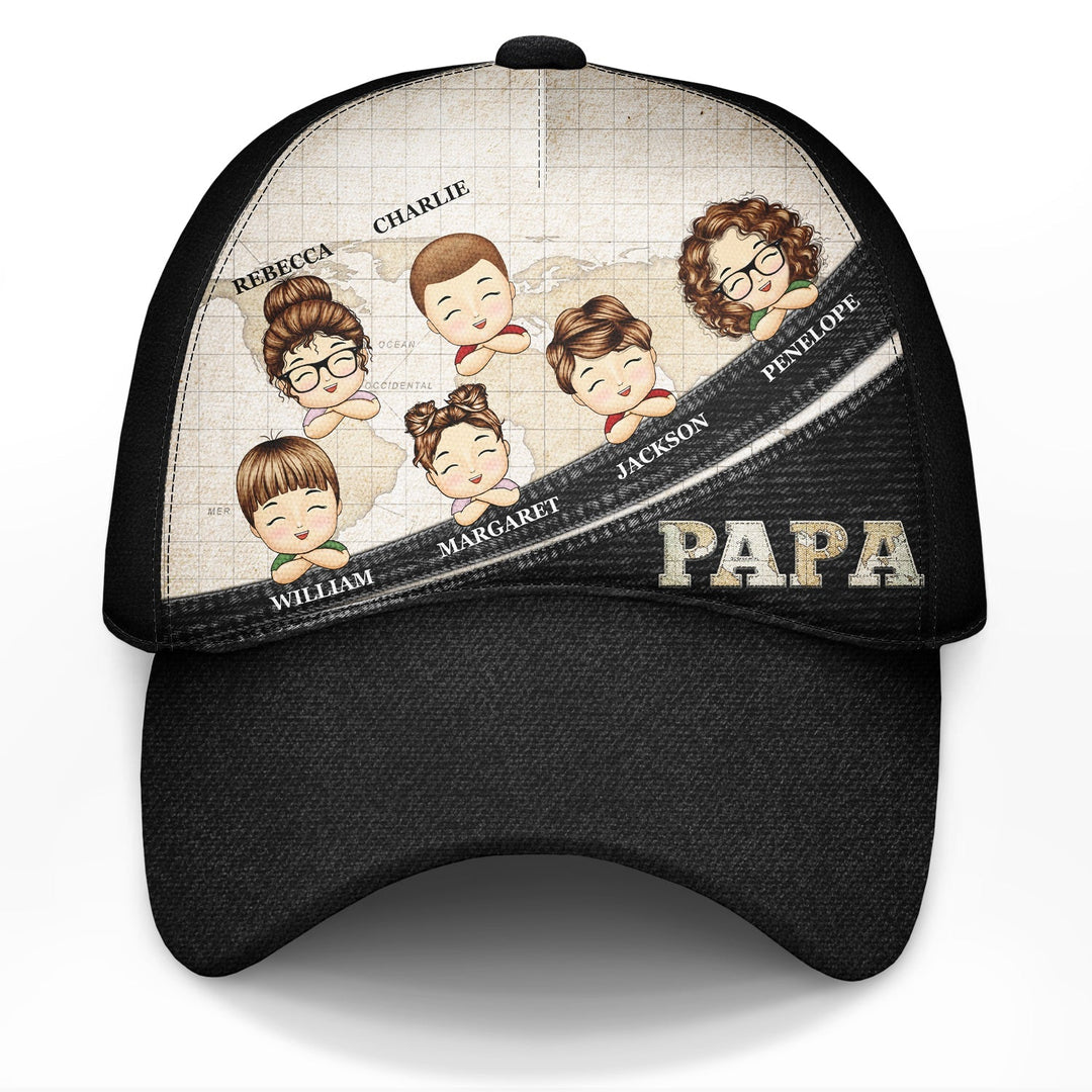 Vintage Map Dad Grandpa - Personalized Custom Classic Cap - Father's Day Gift For Dad