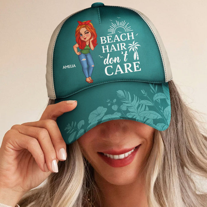 Beach Hair Don't Care - Personalized Custom Classic Cap - Gift For Beach Lovers, Traveling Lovers, Women