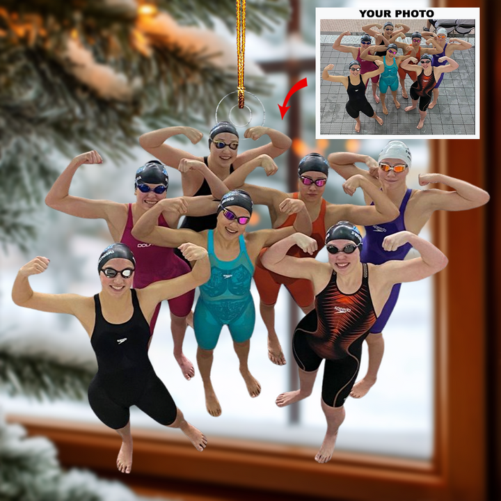 Aqua Stars - Personalized Photo Mica Ornament - Gift For Friends, Besties