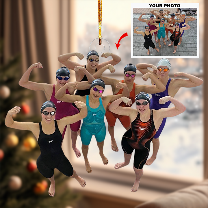 Aqua Stars - Personalized Photo Mica Ornament - Gift For Friends, Besties