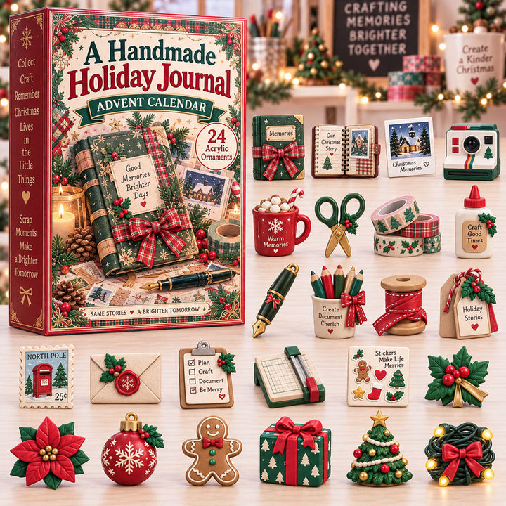 CHRISTMAS KICKOFF 40% OFF - A Handmade Holiday Journal Advent Calendar 2026 - 24-Day Festive Countdown, Acrylic Charms Blind Box - Gift For Scrapbooking Lovers AC0TH338