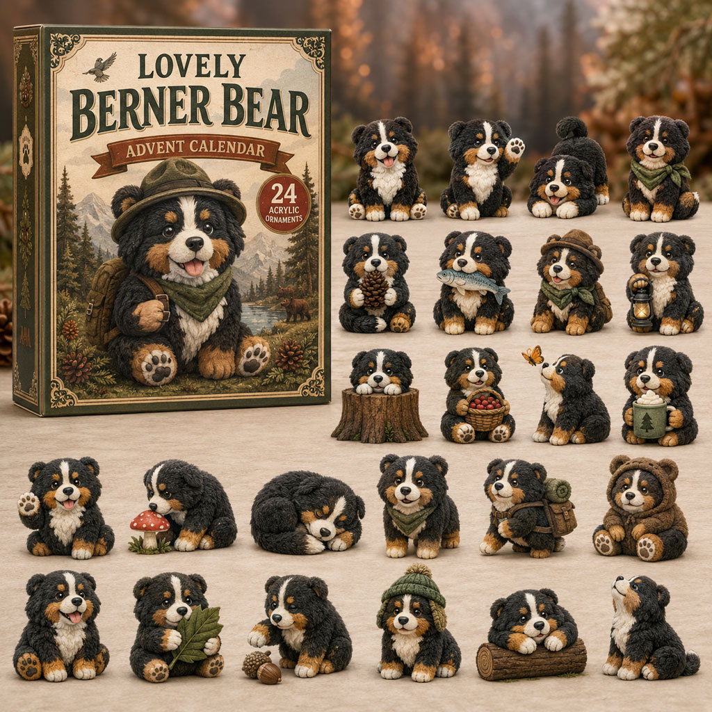 CHRISTMAS KICKOFF 40% OFF - A Lovely Berner Bear Advent Calendar 2026 - 24-Day Festive Countdown, Acrylic Charms Blind Box - Gift For Bernese Lovers AC0TM175
