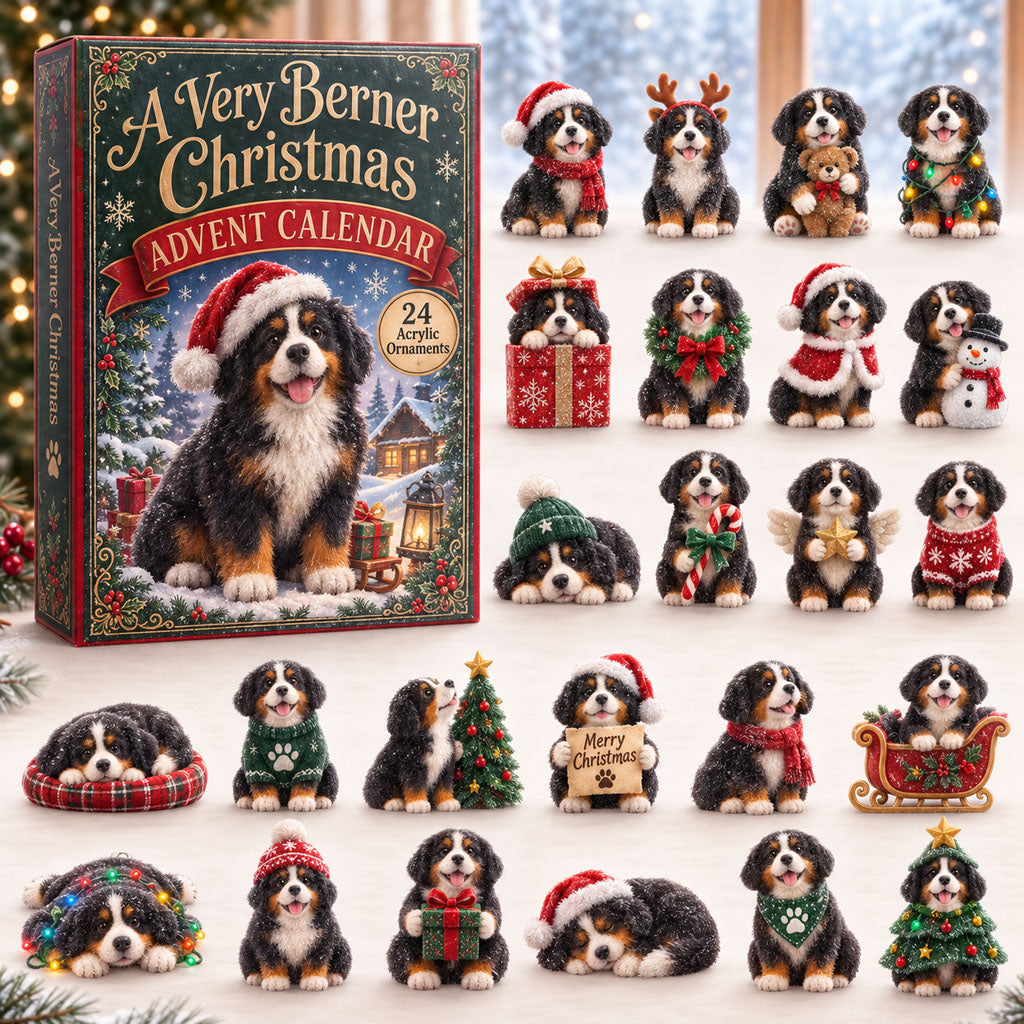 CHRISTMAS KICKOFF 40% OFF - A Very Berner Christmas Advent Calendar 2026 - 24-Day Festive Countdown, Acrylic Charms Blind Box - Gift For Bernese Mountain Dog Lovers AC0HA131
