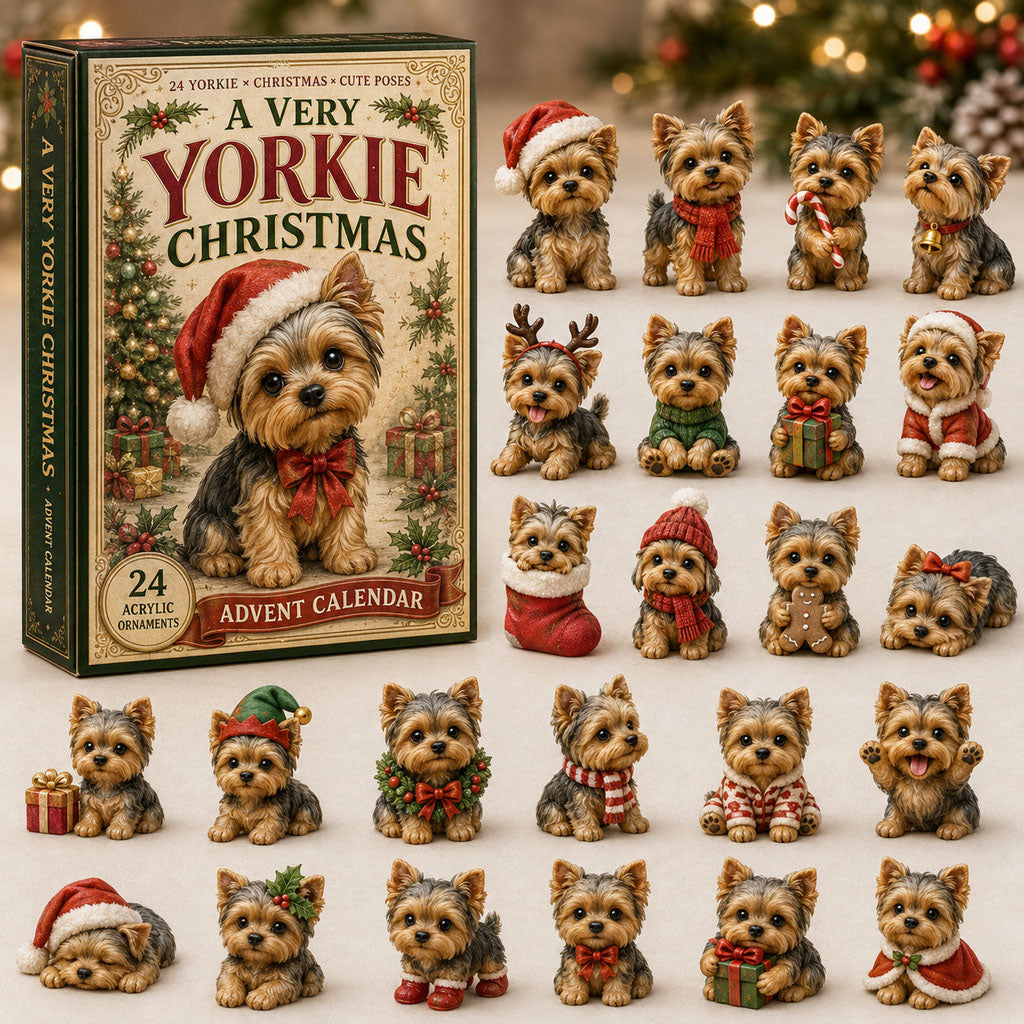 CHRISTMAS KICKOFF 40% OFF - A Very Yorkie Christmas Advent Calendar 2026 - 24-Day Festive Countdown, Acrylic Charms Blind Box - Gift For Yorkshire Terrier Lovers AC0NT101