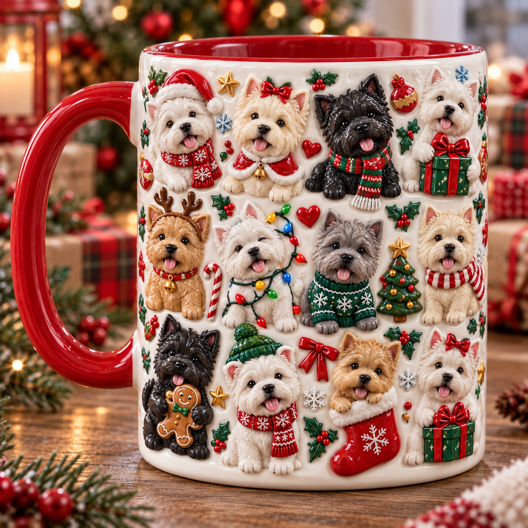 A Westie Bunch Christmas 3D Effect Printed Accent Mug NCU0TM128
