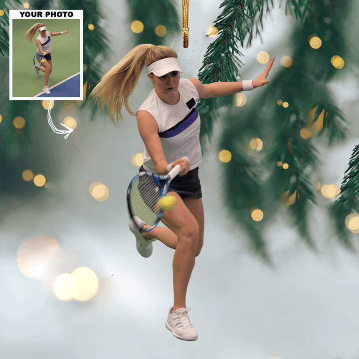 Action In Style - Personalized Photo Mica Ornament - Gift For Tennis Lovers, Family Members, Wife, Girlfriend