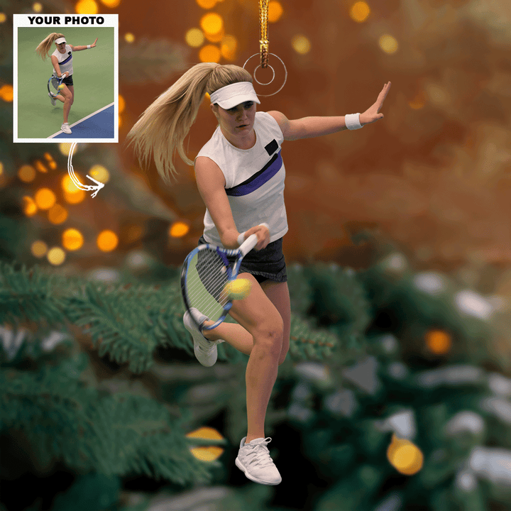 Action In Style - Personalized Photo Mica Ornament - Gift For Tennis Lovers, Family Members, Wife, Girlfriend