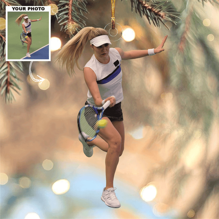 Action In Style - Personalized Photo Mica Ornament - Gift For Tennis Lovers, Family Members, Wife, Girlfriend