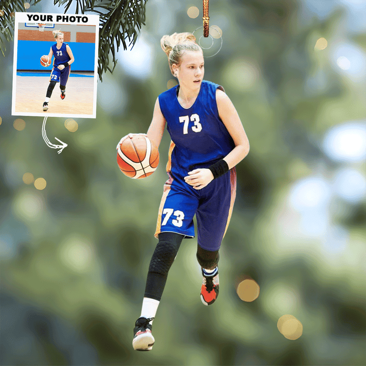 Action Pose - Personalized Photo Mica Ornament - Gift For Basketball Lovers, Family Members