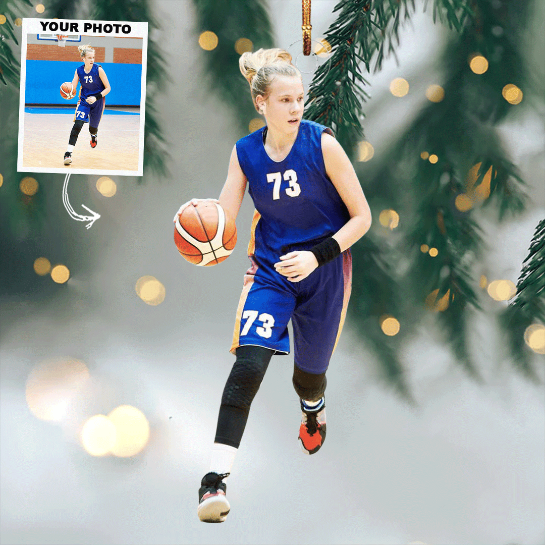 Action Pose - Personalized Photo Mica Ornament - Gift For Basketball Lovers, Family Members