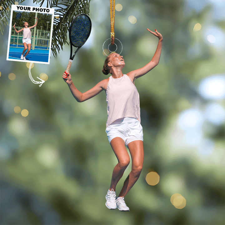 Action Pose - Personalized Photo Mica Ornament - Gift For Tennis Lovers, Family Members, Wife, Girlfriend