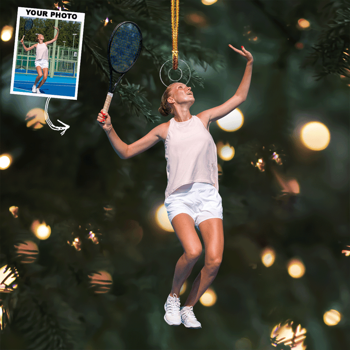 Action Pose - Personalized Photo Mica Ornament - Gift For Tennis Lovers, Family Members, Wife, Girlfriend
