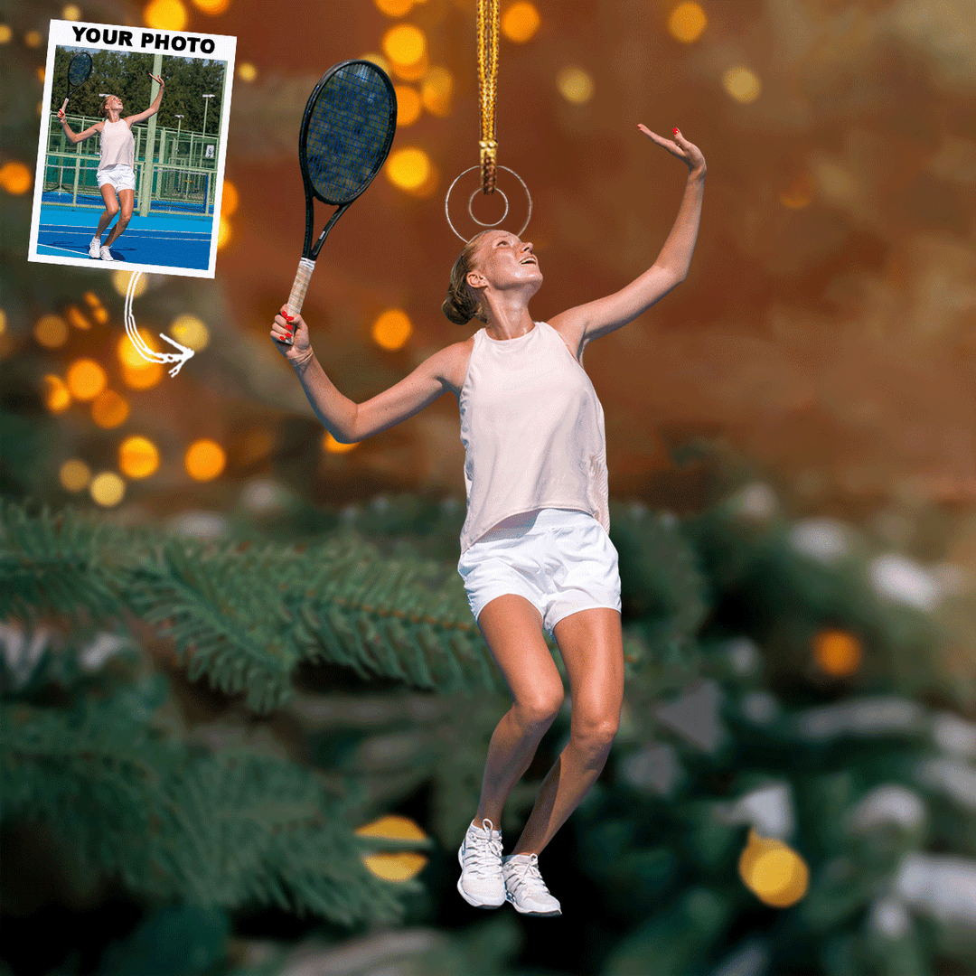 Action Pose - Personalized Photo Mica Ornament - Gift For Tennis Lovers, Family Members, Wife, Girlfriend