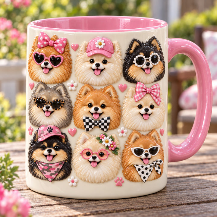 Adorable Pomeranian 3D Effect Printed Accent Mug NCU0HT275