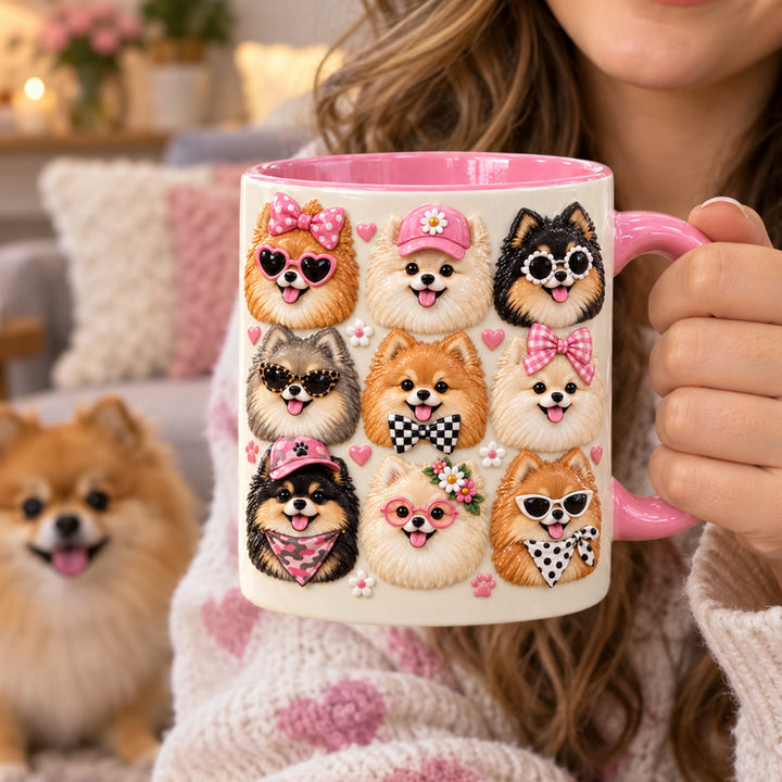 Adorable Pomeranian 3D Effect Printed Accent Mug NCU0HT275