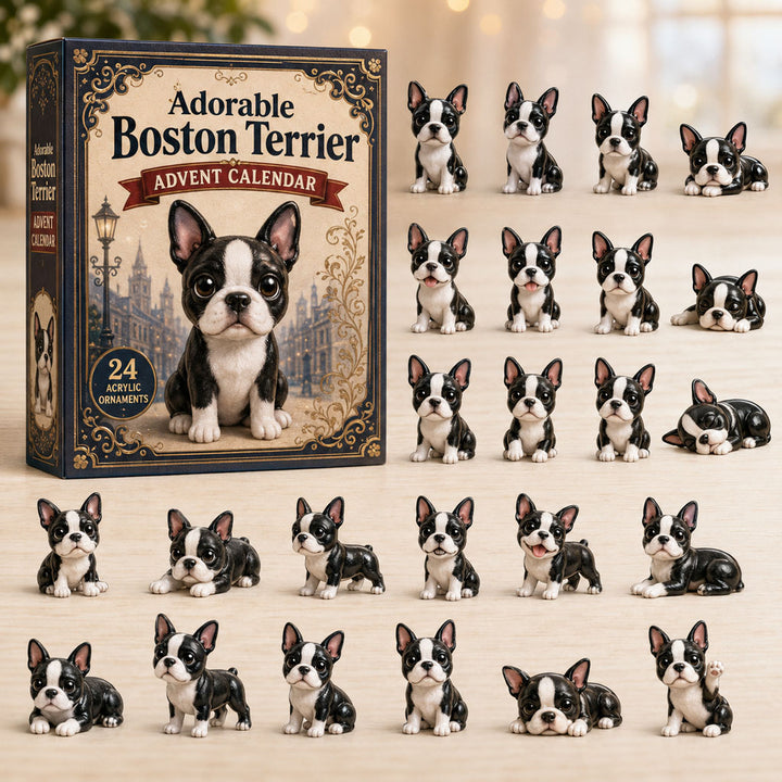 CHRISTMAS KICKOFF 40% OFF - Adorable Boston Terrier Advent Calendar 2026 - 24-Day Festive Countdown, Acrylic Charms Blind Box - Gift For Dog Lovers AC0NT122