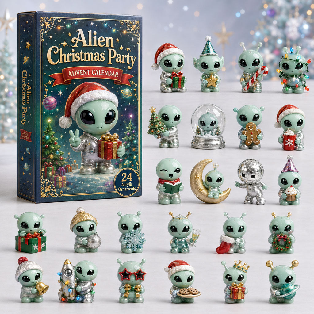 CHRISTMAS KICKOFF 40% OFF - Alien Christmas Party Advent Calendar 2026 - 24-Day Festive Countdown, Acrylic Charms Blind Box - Gift For Alien Lovers AC0HA186
