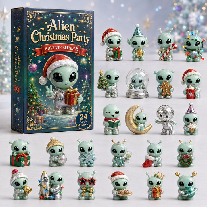CHRISTMAS KICKOFF 40% OFF - Alien Christmas Party Advent Calendar 2026 - 24-Day Festive Countdown, Acrylic Charms Blind Box - Gift For Alien Lovers AC0HA186