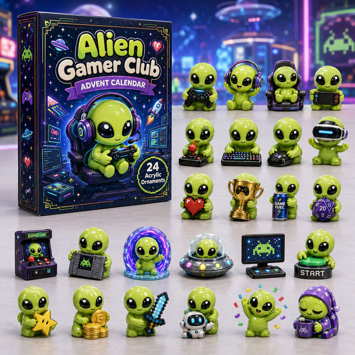 CHRISTMAS KICKOFF 40% OFF - Alien Gamer Club Advent Calendar 2026 - 24-Day Festive Countdown, Acrylic Charms Blind Box - Gift For Alien Lovers AC0HA188