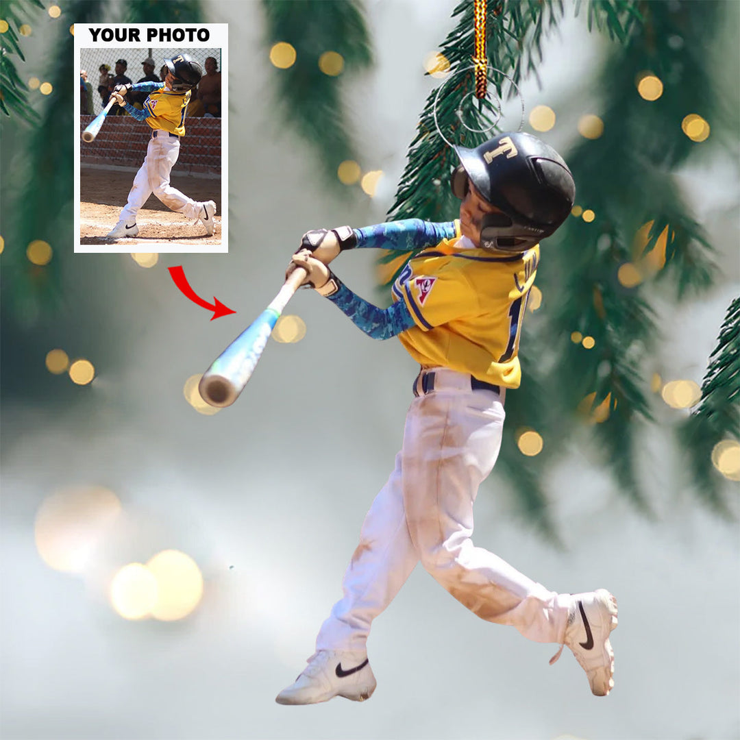 A Hit Anywhere Is A Hit - Personalized Photo Mica Ornament - Christmas Gift For Baseball Lovers, Baseball Players