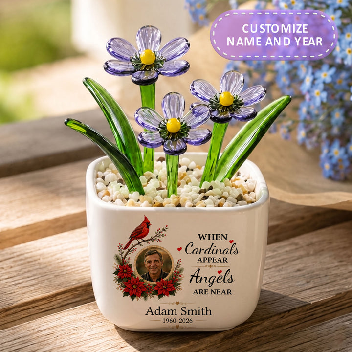 When Cardinals Appear Angels Are Near - Personalized Memorial Flower Pot - Gift for Family Members