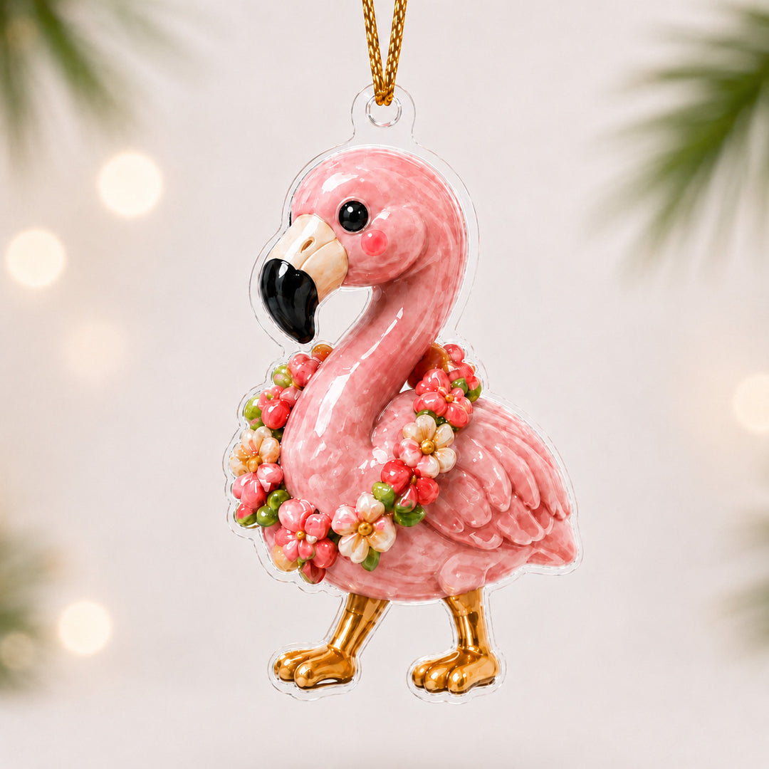 Aloha Flamingo Adorable Mica Ornament NCU0HA009