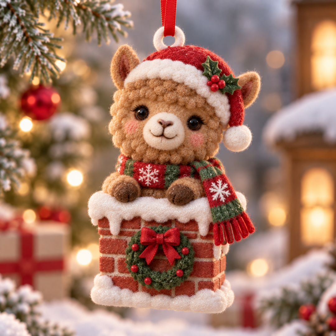 Alpaca In Chimney Mica Ornament NCU0TM108