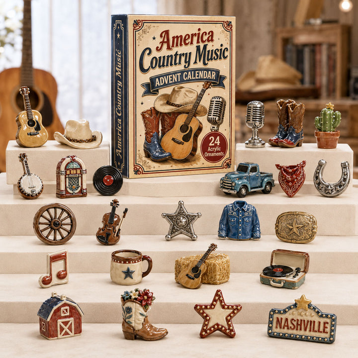 CHRISTMAS KICKOFF 40% OFF - America Country Music Advent Calendar 2026 - 24-Day Festive Countdown, Acrylic Charms Blind Box - Gift For Music Lovers AC0TH206