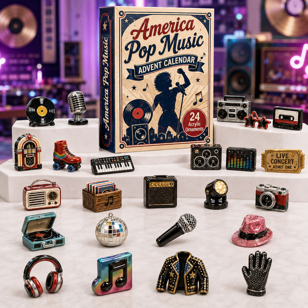 CHRISTMAS KICKOFF 40% OFF - America Pop Music Advent Calendar 2026 - 24-Day Festive Countdown, Acrylic Charms Blind Box - Gift For Music Lovers AC0TH202