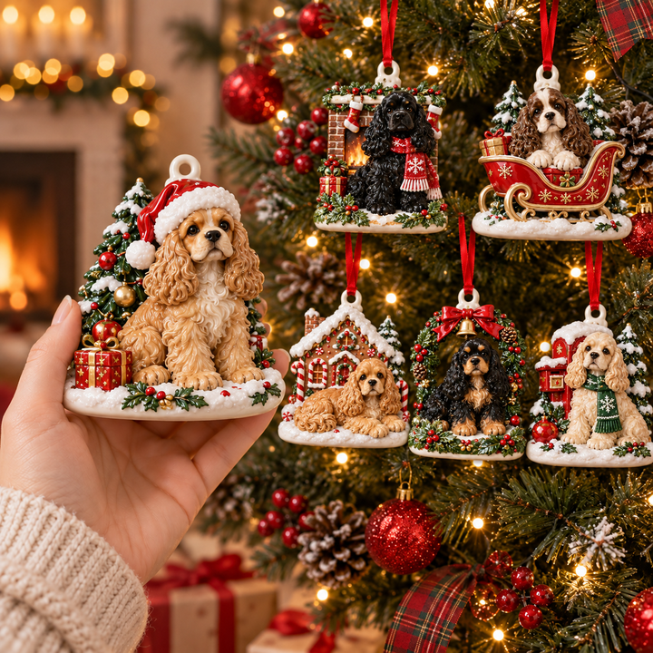 American Cocker Spaniel Christmas Acrylic Ornament Gift Set NCU0TM176