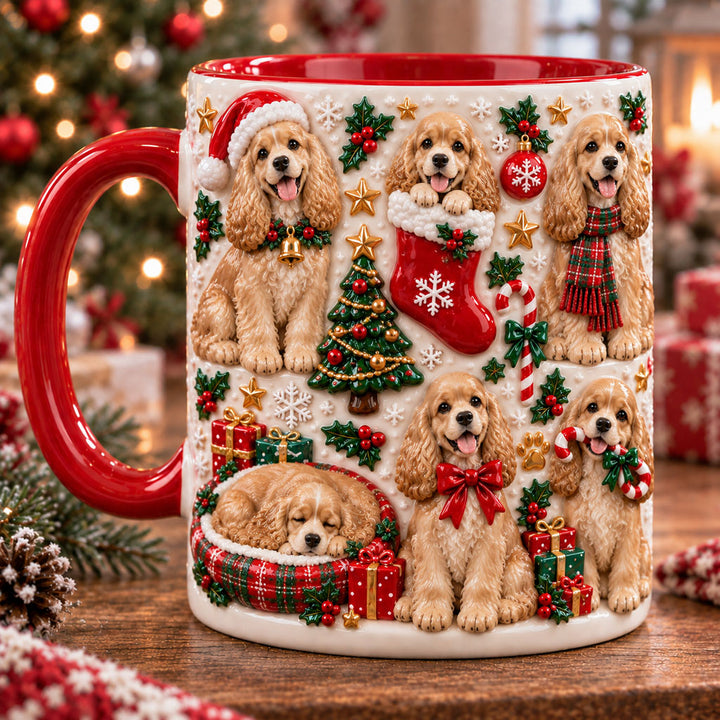American Cocker Spaniel Christmas 3D Effect Printed Accent Mug NCU0NT127