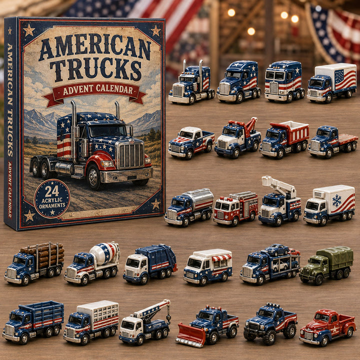 CHRISTMAS KICKOFF 40% OFF - American Trucks Fleet Advent Calendar 2026 - 24-Day Festive Countdown, Acrylic Charms Blind Box - Gift For Vehicle Lovers AC0TM228