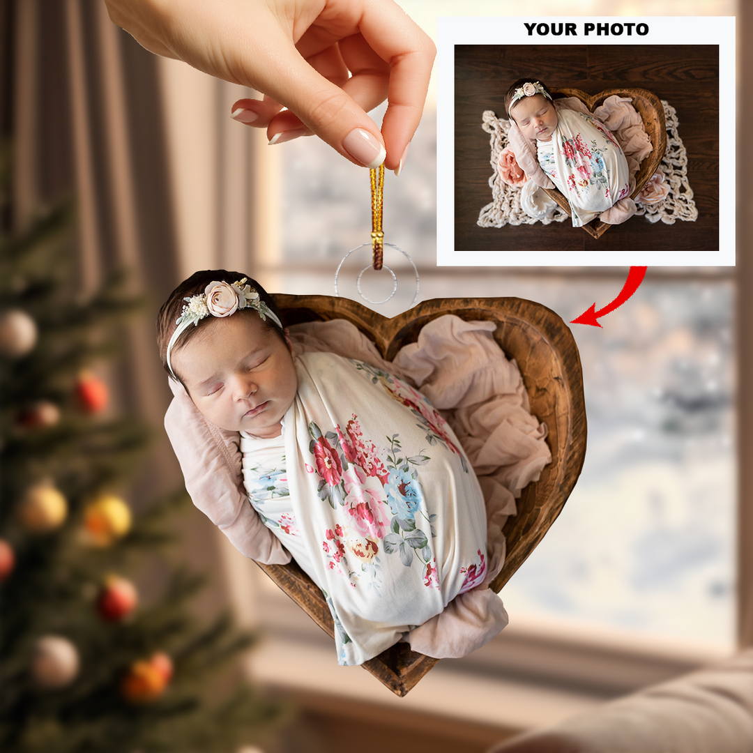 Angel Heart - Personalized Photo Mica Ornament - Christmas Gift For Family Members