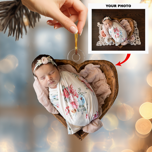 Angel Heart - Personalized Photo Mica Ornament - Christmas Gift For Family Members