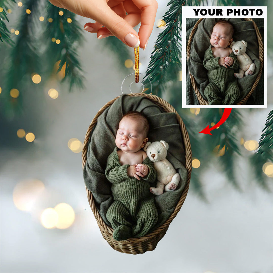 Angel Wrapped In Love - Personalized Photo Mica Ornament - Christmas Gift For Family Members