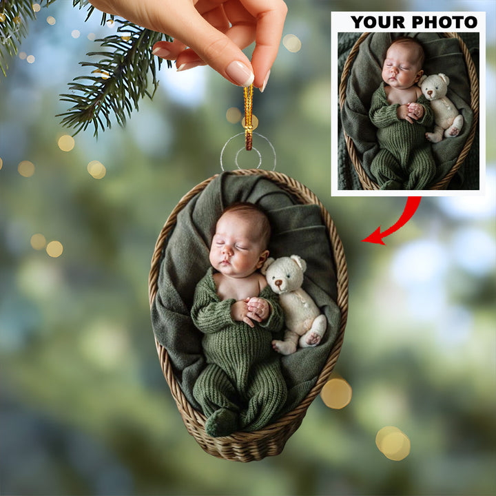 Angel Wrapped In Love - Personalized Photo Mica Ornament - Christmas Gift For Family Members