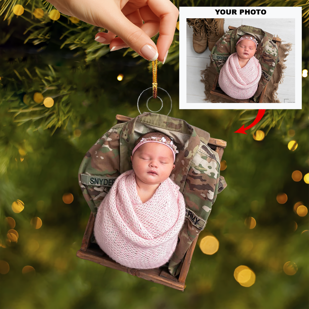 Angel of Bravery - Personalized Photo Mica Ornament - Christmas Gift For Family Members
