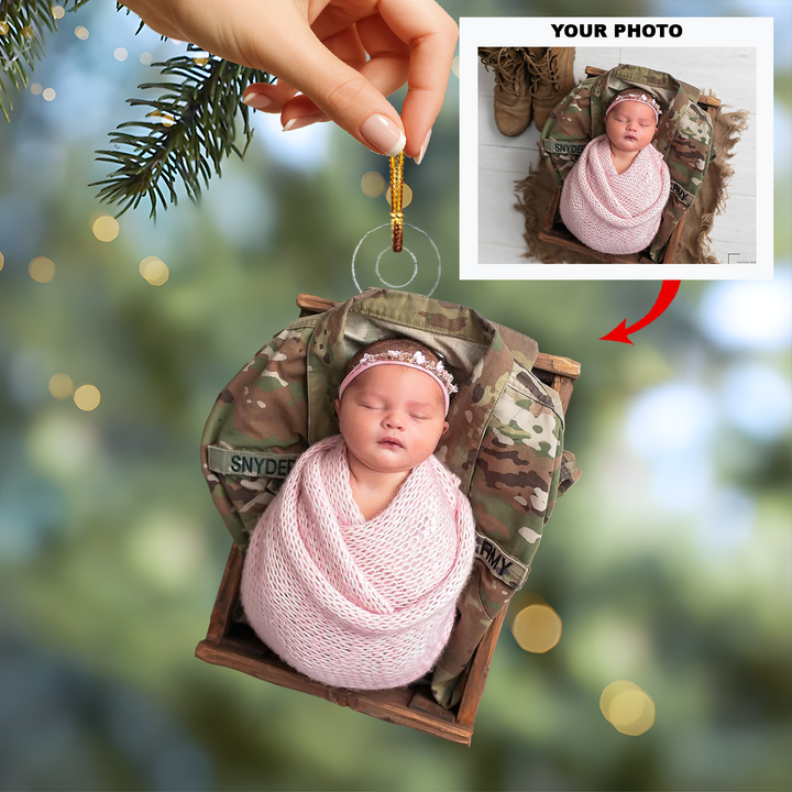 Angel of Bravery - Personalized Photo Mica Ornament - Christmas Gift For Family Members