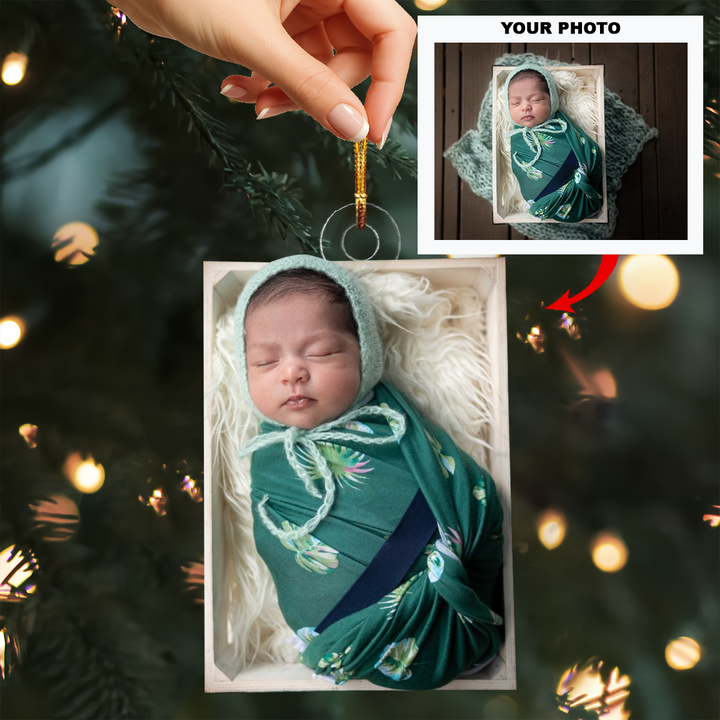 Angel of Mine - Personalized Photo Mica Ornament - Christmas Gift For Family Members