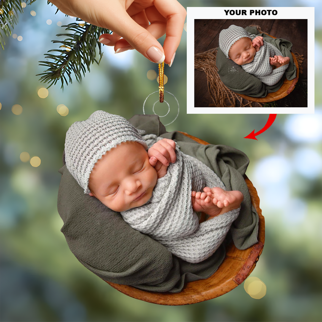 Angel of Ours - Personalized Photo Mica Ornament - Christmas Gift For Family Members