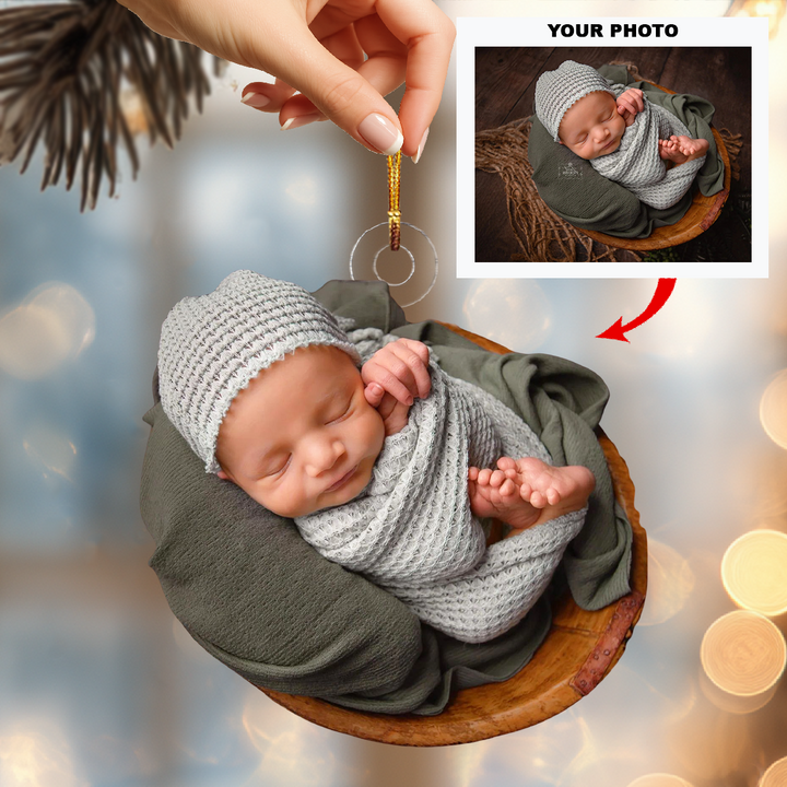 Angel of Ours - Personalized Photo Mica Ornament - Christmas Gift For Family Members
